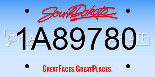1A89780 South Dakota License Plate