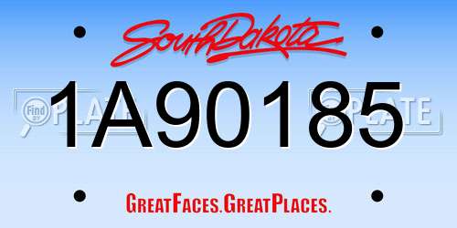 1A90185 South Dakota License Plate