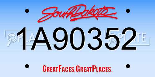 1A90352 South Dakota License Plate