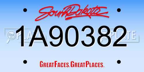 1A90382 South Dakota License Plate