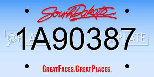 1A90387 South Dakota License Plate