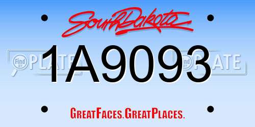 1A9093 South Dakota License Plate