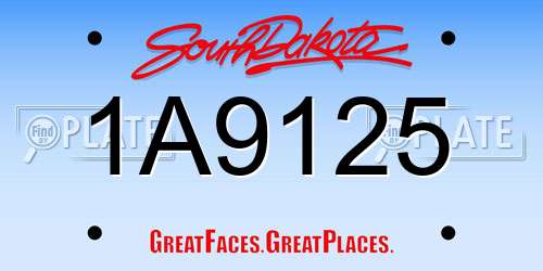 1A9125 South Dakota License Plate