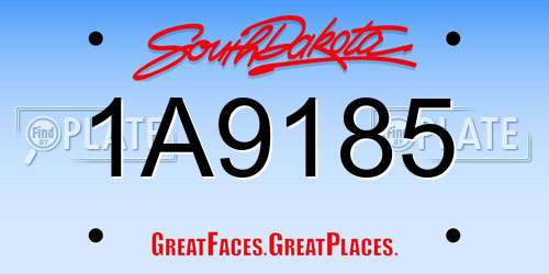 1A9185 South Dakota License Plate