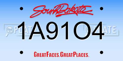 1A91O4 South Dakota License Plate