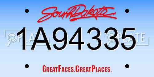 1A94335 South Dakota License Plate