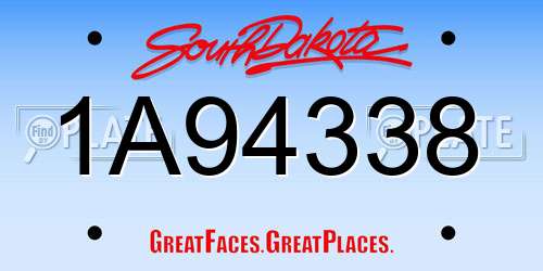 1A94338 South Dakota License Plate
