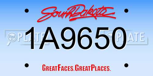 1A9650 South Dakota License Plate