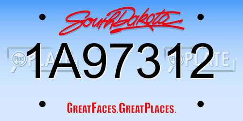 1A97312 South Dakota License Plate