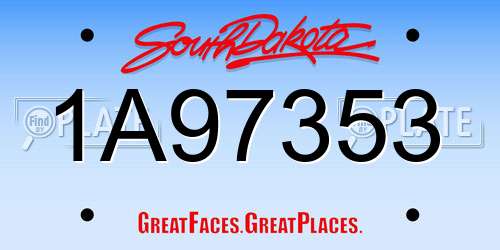 1A97353 South Dakota License Plate