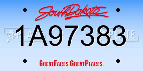 1A97383 South Dakota License Plate