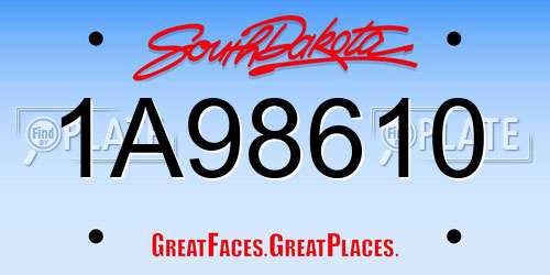 1A98610 South Dakota License Plate
