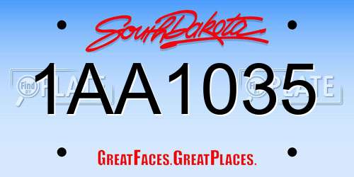 1AA1035 South Dakota License Plate