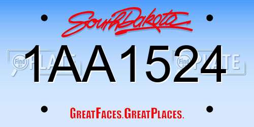 1AA1524 South Dakota License Plate