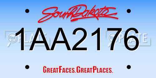 1AA2176 South Dakota License Plate