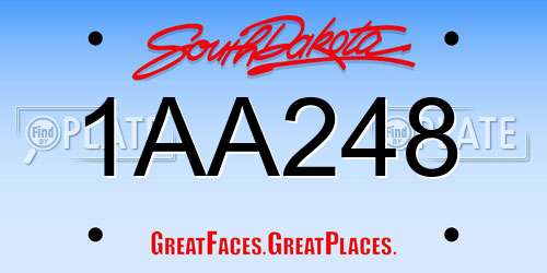 1AA248 South Dakota License Plate