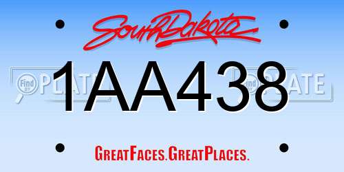 1AA438 South Dakota License Plate