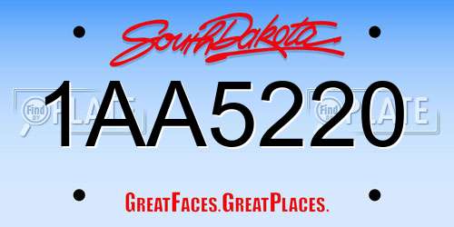1AA5220 South Dakota License Plate