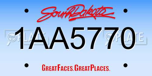 1AA5770 South Dakota License Plate