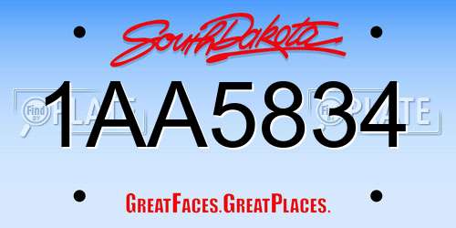 1AA5834 South Dakota License Plate