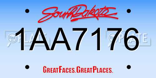 1AA7176 South Dakota License Plate