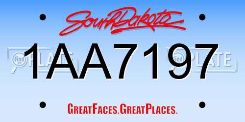 1AA7197 South Dakota License Plate