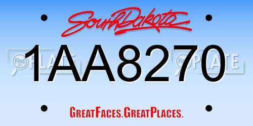 1AA8270 South Dakota License Plate