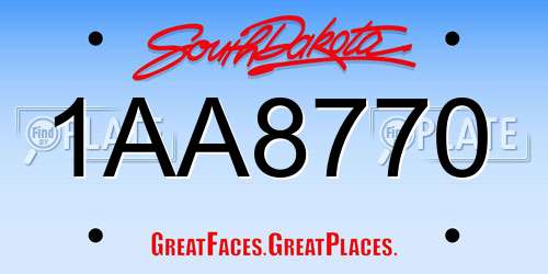 1AA8770 South Dakota License Plate