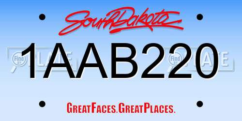 1AAB220 South Dakota License Plate