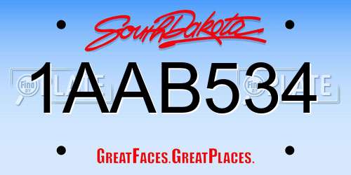 1AAB534 South Dakota License Plate