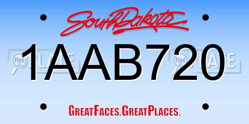 1AAB720 South Dakota License Plate