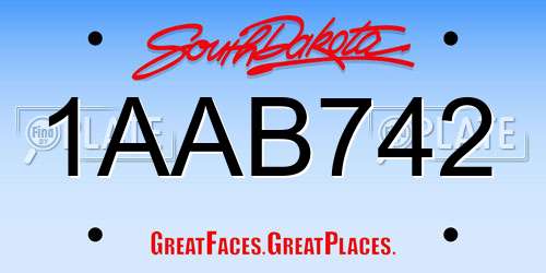 1AAB742 South Dakota License Plate