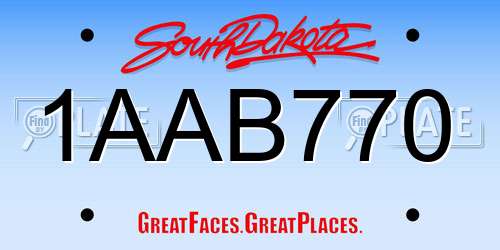1AAB770 South Dakota License Plate