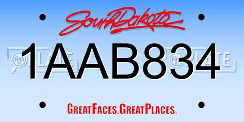 1AAB834 South Dakota License Plate