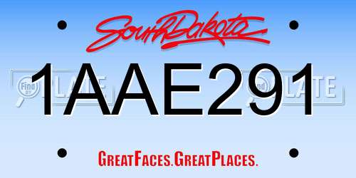 1AAE291 South Dakota License Plate