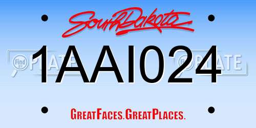 1AAI024 South Dakota License Plate