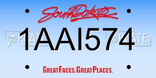 1AAI574 South Dakota License Plate