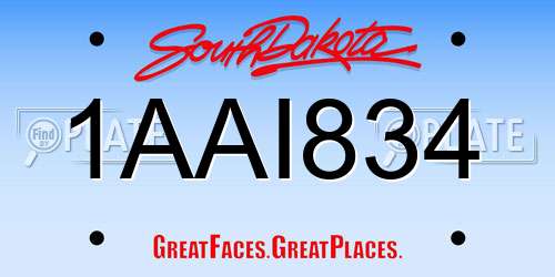 1AAI834 South Dakota License Plate