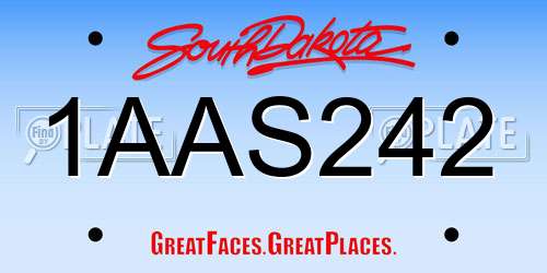 1AAS242 South Dakota License Plate
