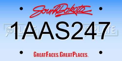 1AAS247 South Dakota License Plate
