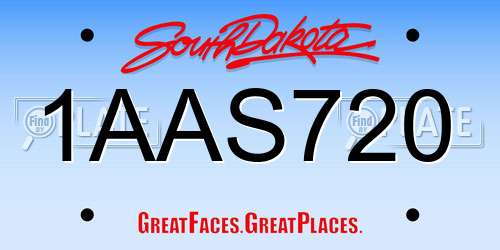 1AAS720 South Dakota License Plate