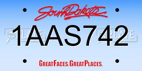1AAS742 South Dakota License Plate
