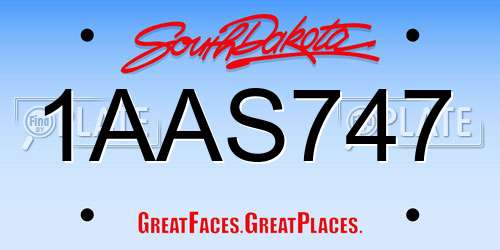1AAS747 South Dakota License Plate