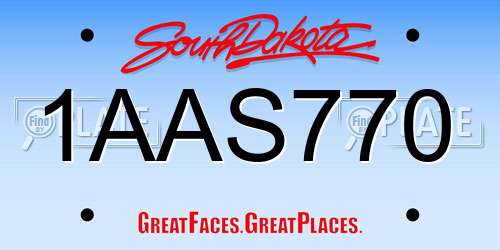 1AAS770 South Dakota License Plate