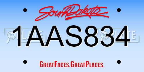 1AAS834 South Dakota License Plate