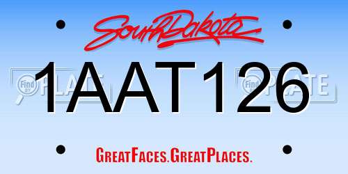 1AAT126 South Dakota License Plate