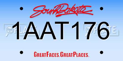 1AAT176 South Dakota License Plate