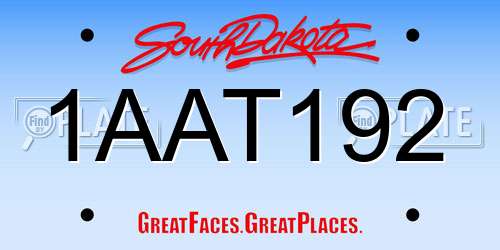 1AAT192 South Dakota License Plate