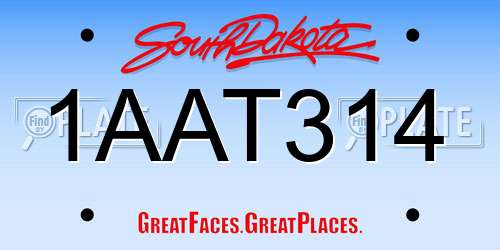1AAT314 South Dakota License Plate