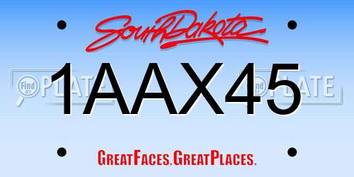 1AAX45 South Dakota License Plate